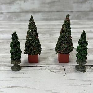 CHRISTMAS VILLAGE POTTED TREES lot of 4